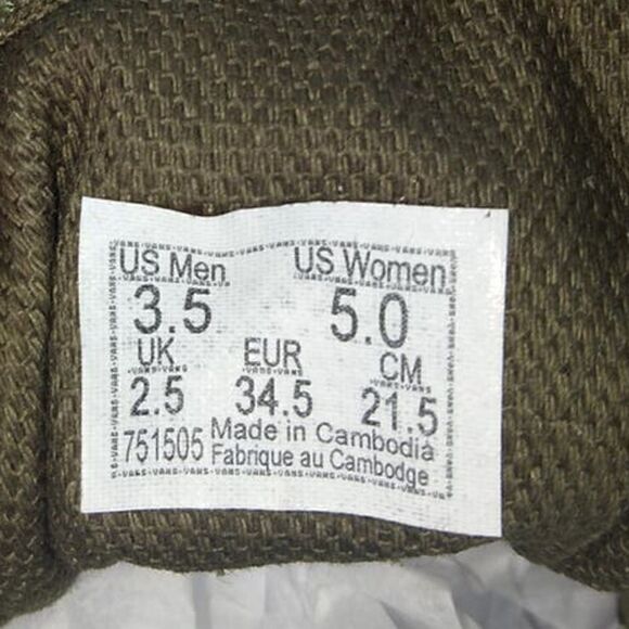 VANS Old Skool Womens NEW Green & White Paisley Skate Sneakers - sz. 5 - Picture 7 of 7